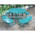 Green powder coated hot sale wholesale metal picnic table with steel benches